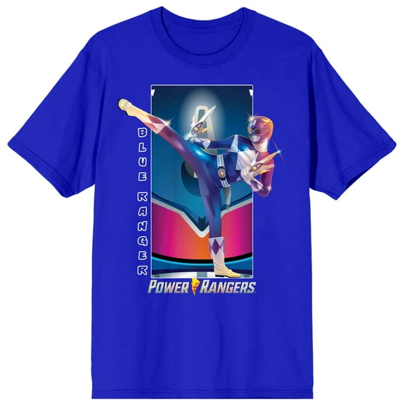 Power Rangers Blue Ranger Crew Neck Short Sleeve Royal Blue Men's T-shirt-Medium