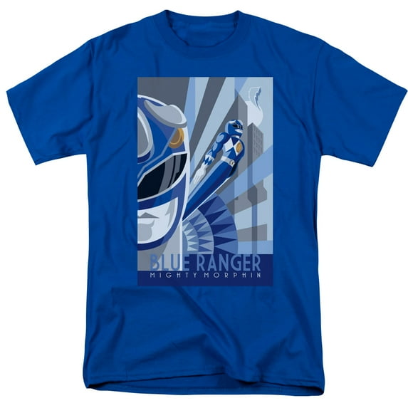 Power Rangers Blue Ranger Deco Adult 18/1 T-Shirt Royal Blue
