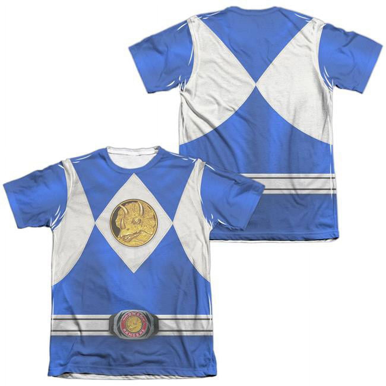 Power Rangers Men's Blue Ranger Emblem Sublimation T-shirt White ...
