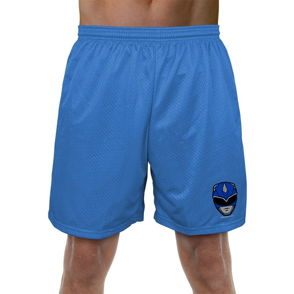 Power Rangers Blue Ranger Helmet Mens Lined Mesh Shorts, Royal, 2X-Large
