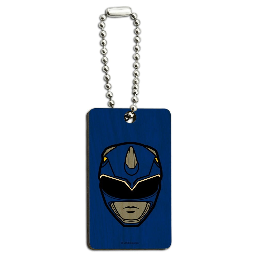 Power Rangers Blue Ranger Helmet Wood Wooden Rectangle Keychain Key ...