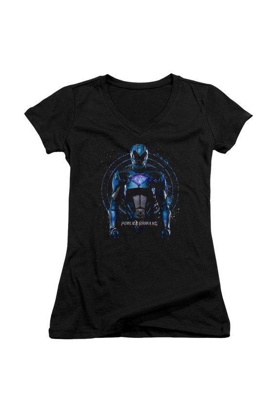 Power Rangers Blue Ranger Junior Women's V-Neck T-Shirt Black