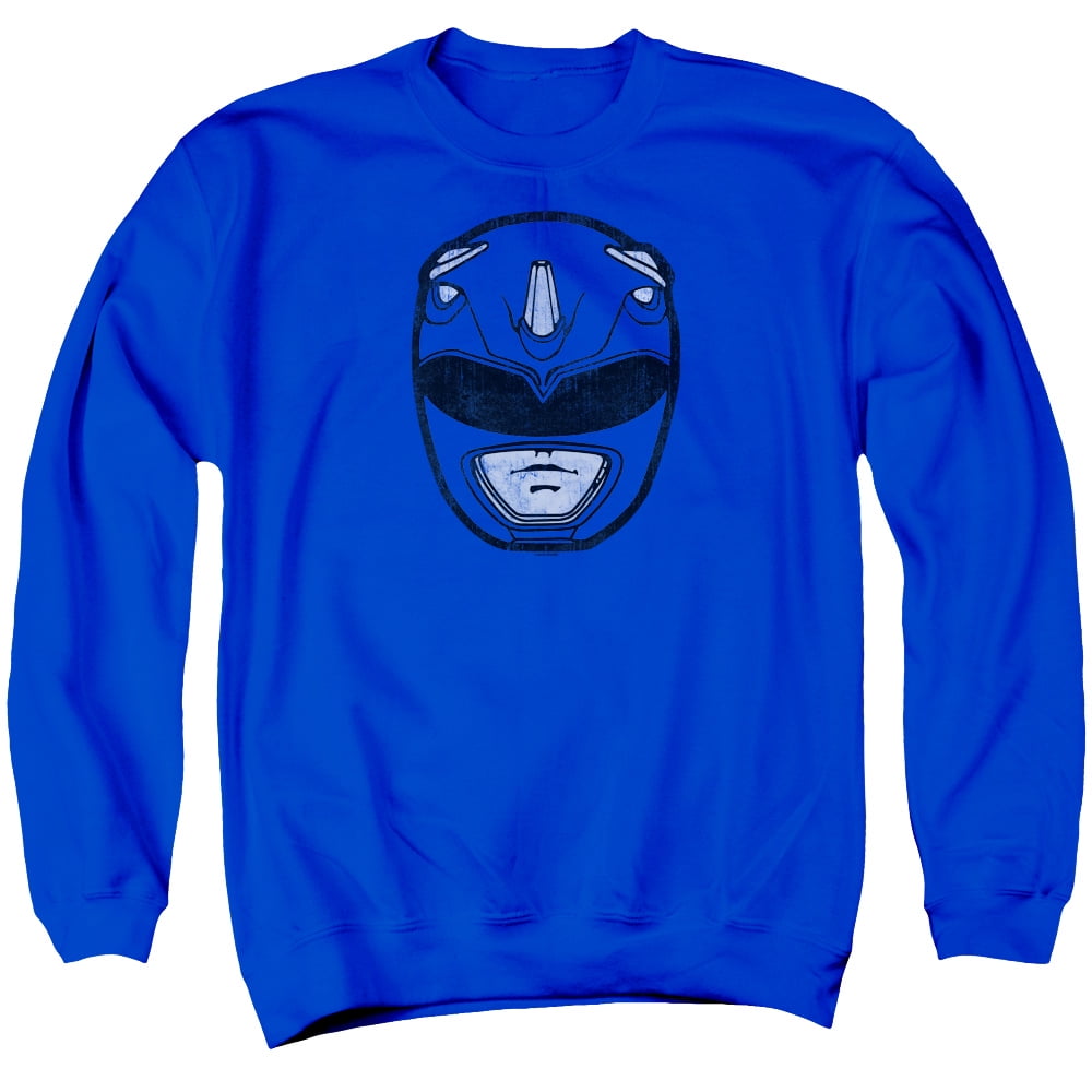Power Rangers Blue Ranger Mask Adult Crewneck Sweatshirt Royal Blue ...