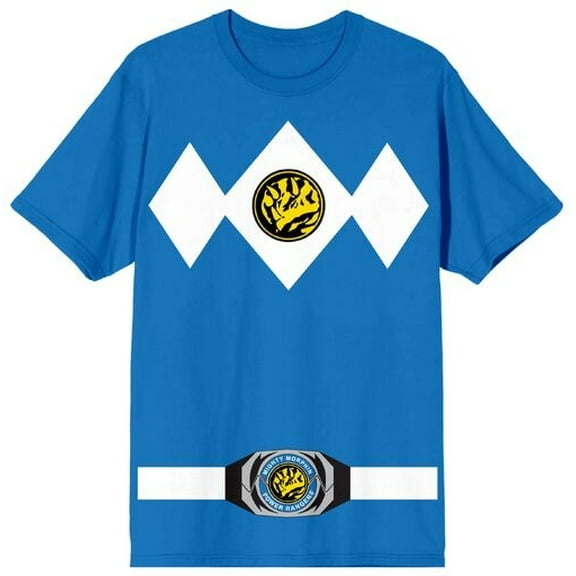 Power Rangers Blue Ranger Men's Blue Crew Neck Short Sleeve Cosplay Tee-Medium