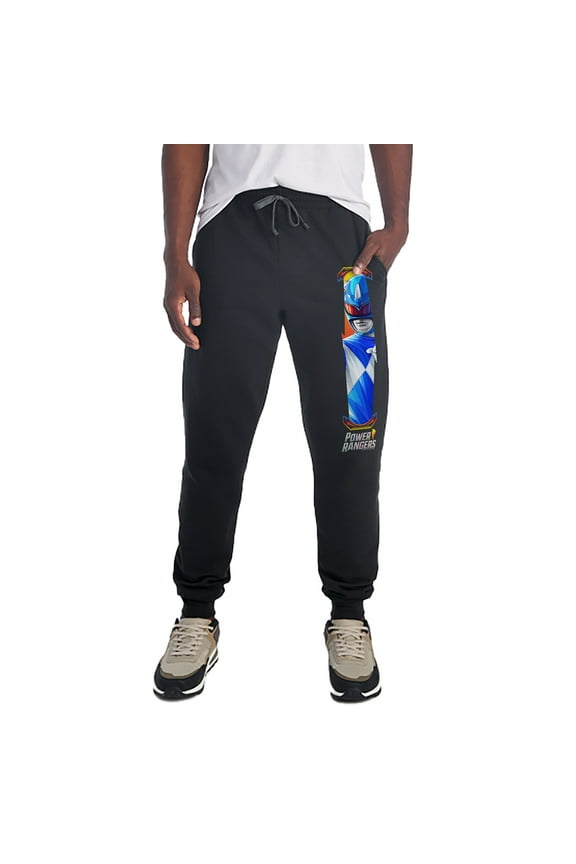 Blue Ranger and Logo Unisex Jogger Sweatpants with Pockets for Men and Women, Black, Large
