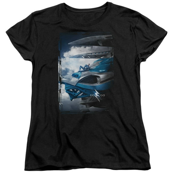 Power Rangers - Blue Zord Poster - Women's Short Sleeve Shirt - Medium