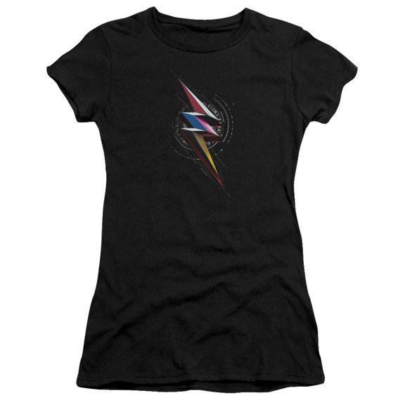 Power Rangers - Bolt Sigil - Juniors Teen Girls Cap Sleeve Shirt - X-Large
