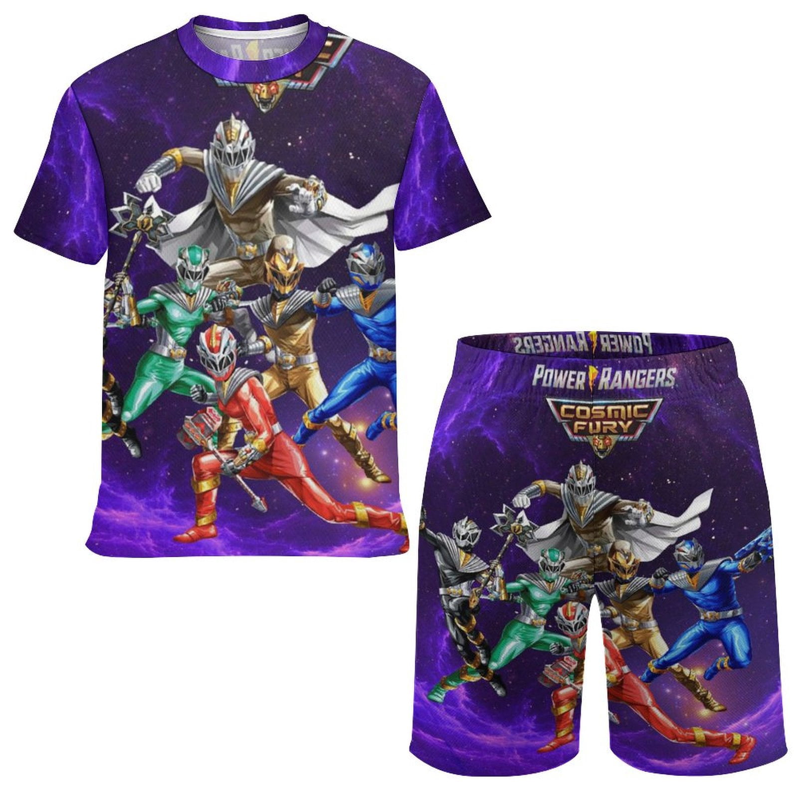 Power Rangers Boys Girls Short Sleeve Mesh T-Shirt And Shorts Outfit ...