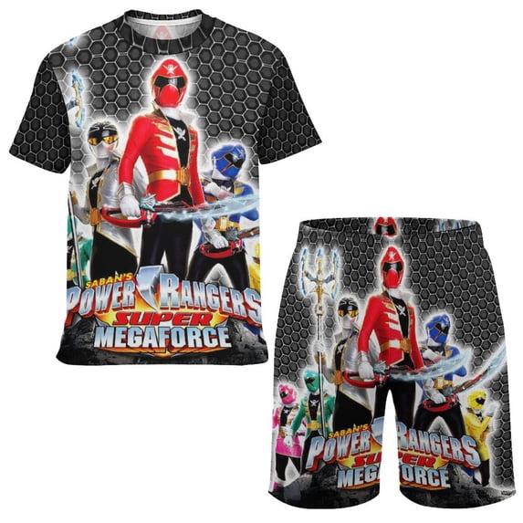 Power Rangers Boys Girls Short Sleeve Mesh T-Shirt And Shorts Outfit ...