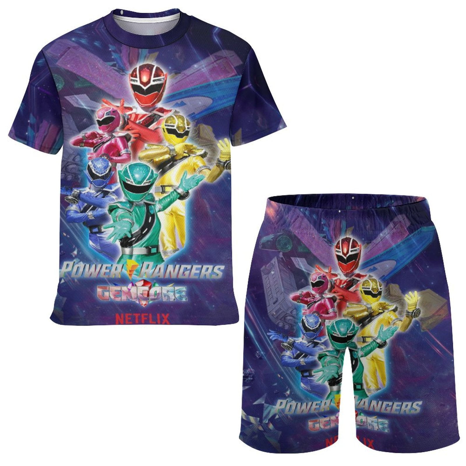 Power Rangers Boys Girls Short Sleeve Mesh T-Shirt And Shorts Outfit ...