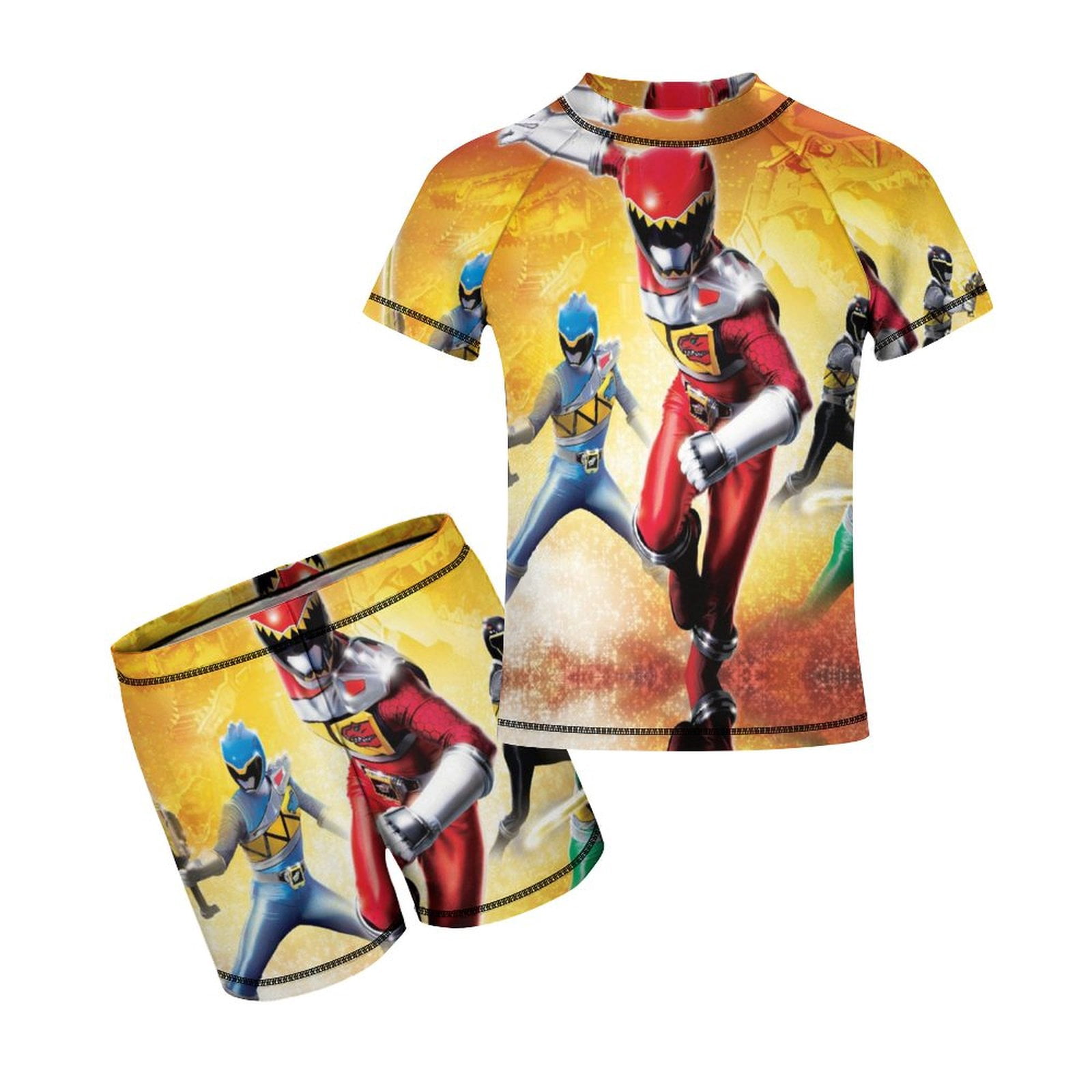 Power Rangers Boys Rash Guard Set 2 Piece Swimsuits Short Sleeve ...