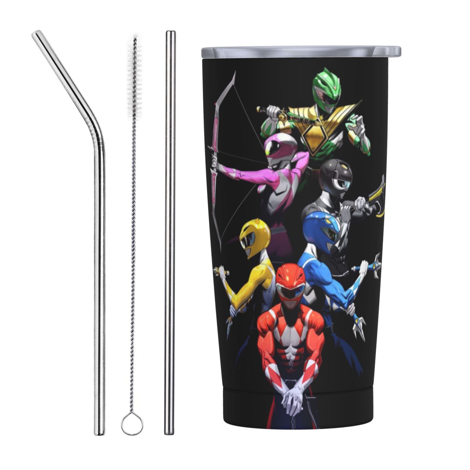 Power Rangers Car Cup With Straw 20oz Stainless Steel Tumbler Push-Pull ...