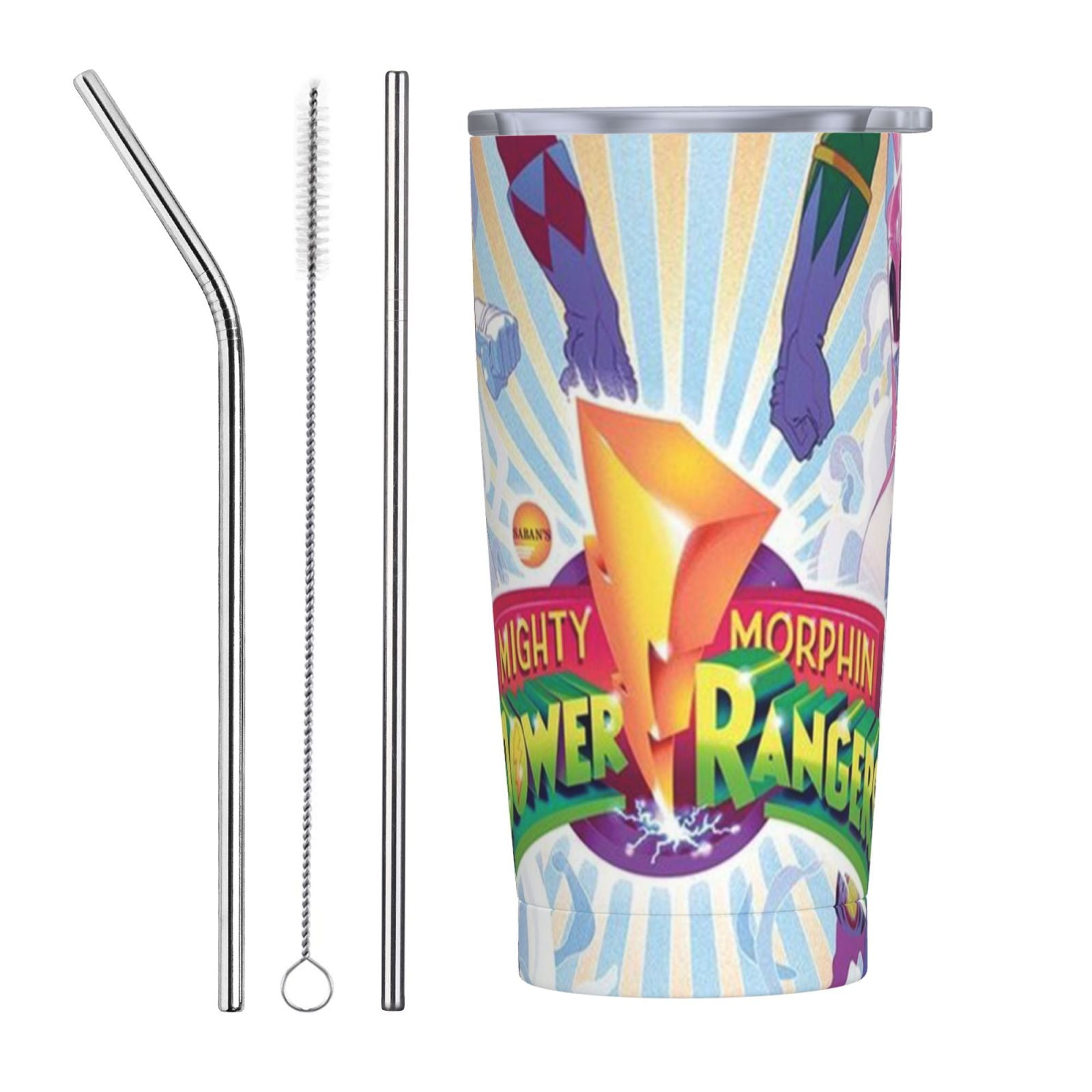 Power Rangers Car Cup With Straw 20oz Stainless Steel Tumbler Push-Pull ...