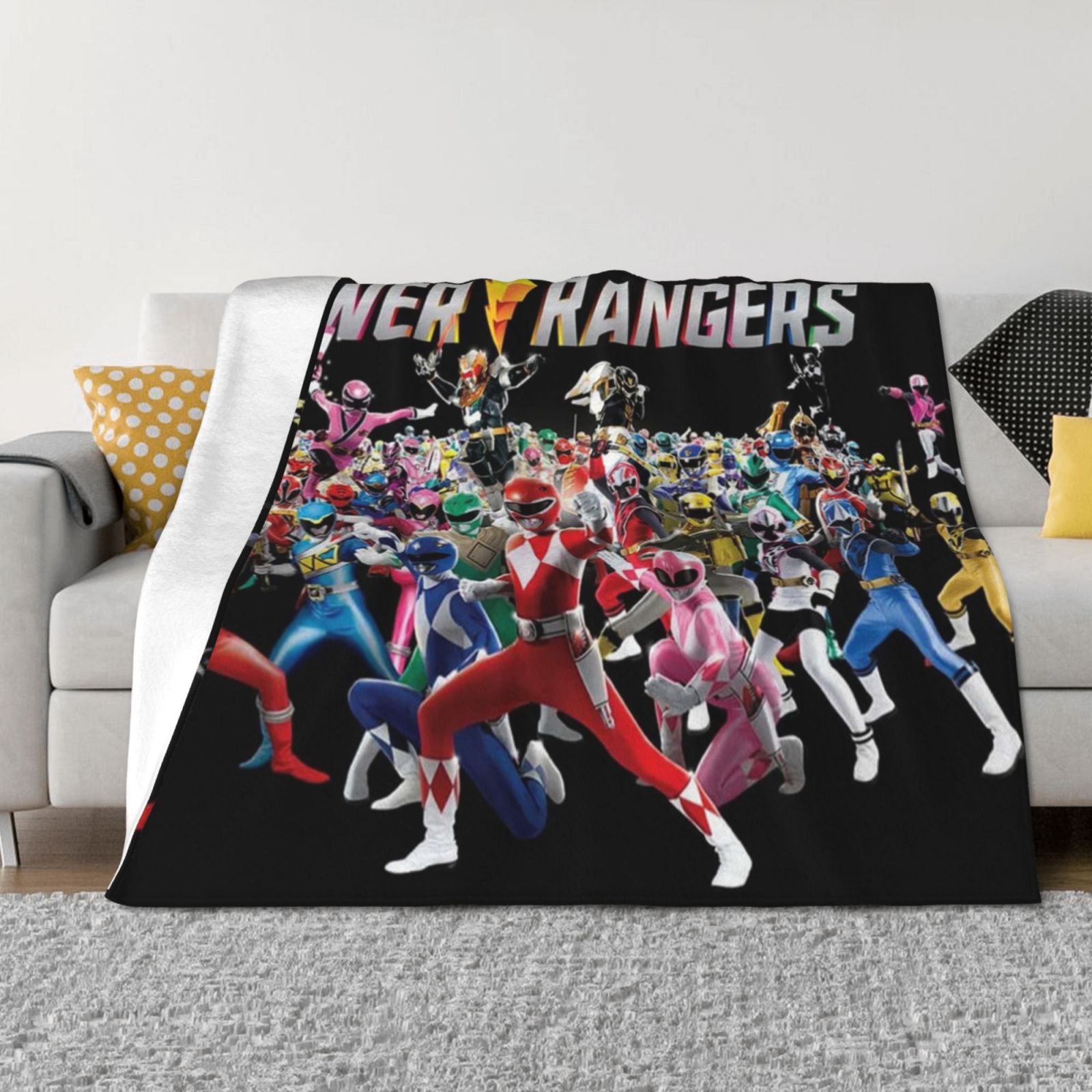 Power Rangers Movie Rug Power Rangers Characters Blanket Cozy Ultra-Soft Micro Flannel Throw ...