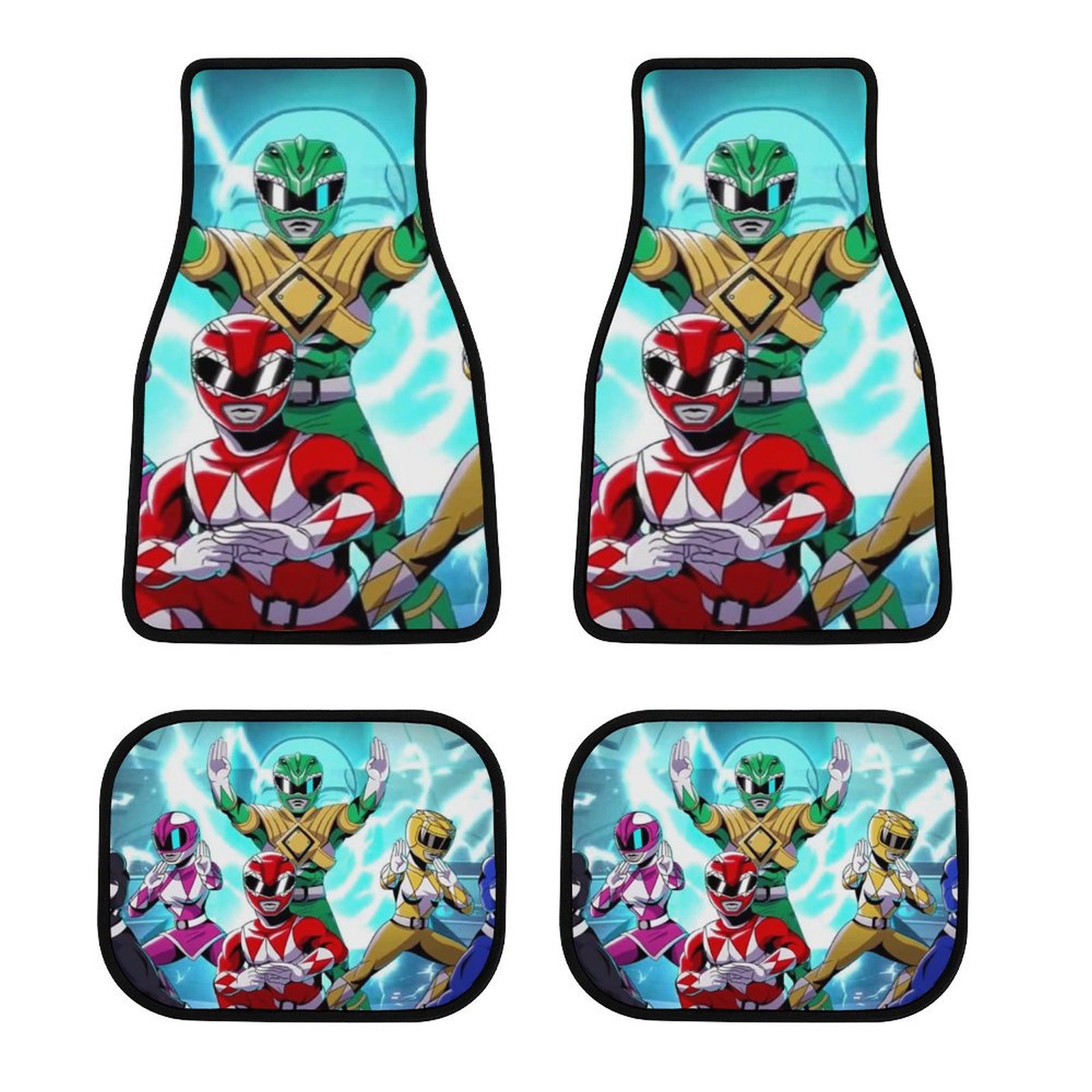Power Ranger Pads Power Rangers Characters Car Floor Mat Set 4-Piece Front/Rear Auto Foot ...