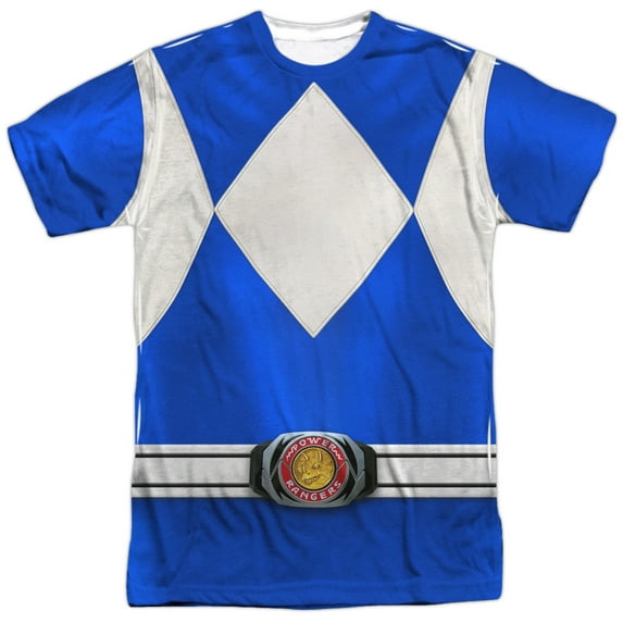 Power Rangers Children's Live Action TV Series Blue Costume Adult Front Print T