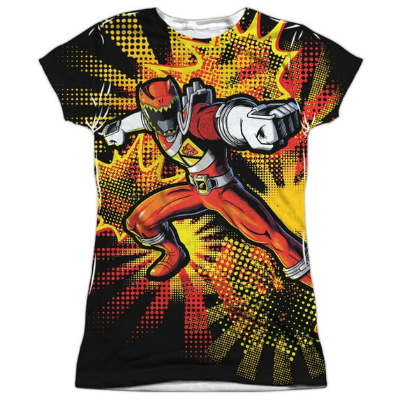 Power Rangers Children's TV Series Dino Charge Red Ranger Junior Front Print Tee