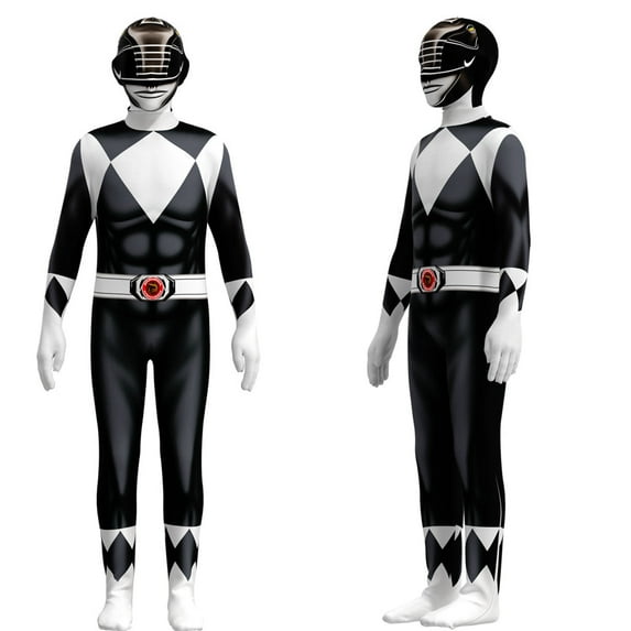 Power Rangers Cosplay Costumes for Kids Jumpsuit Fancy Dress up costume party Playsuit M Size Black