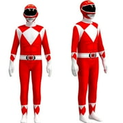 VAAT Power Rangers Cosplay Costumes for Kids Jumpsuit Fancy Dress up costume party Playsuit XS Size Red