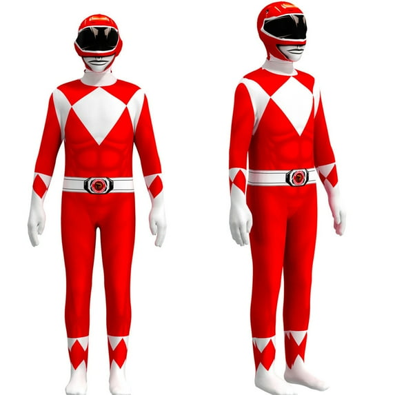 VAAT Power Rangers Cosplay Costumes for Kids Jumpsuit Fancy Dress up costume party Playsuit M Size Red
