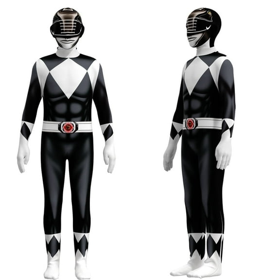 Power Rangers Cosplay Jumpsuit Fancy Dress up costume party Playsuit XL Size,Black