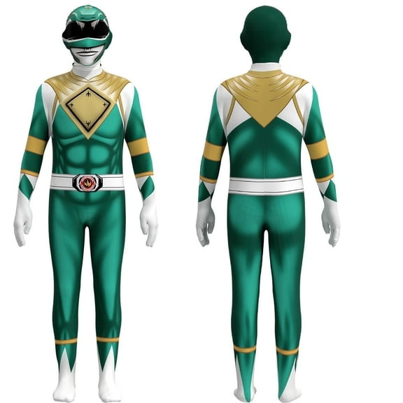 Power Rangers Cosplay Jumpsuit Fancy Dress up costume party Playsuit XL Size,Green