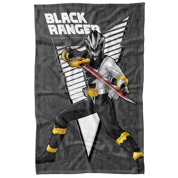 Power Rangers: Dino Fury Blanket, 36'x58' Black Ranger Character Fleece Blanket