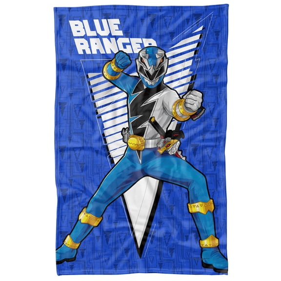 Power Rangers: Dino Fury Blanket, 36'x58' Blue Ranger Character Fleece Blanket