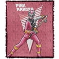 thumbnail image 1 of Power Rangers: Dino Fury Blanket, 50'x60' Pink Ranger Character Woven Tapestry Cotton Blend Fringed Throw Blanket, 1 of 6