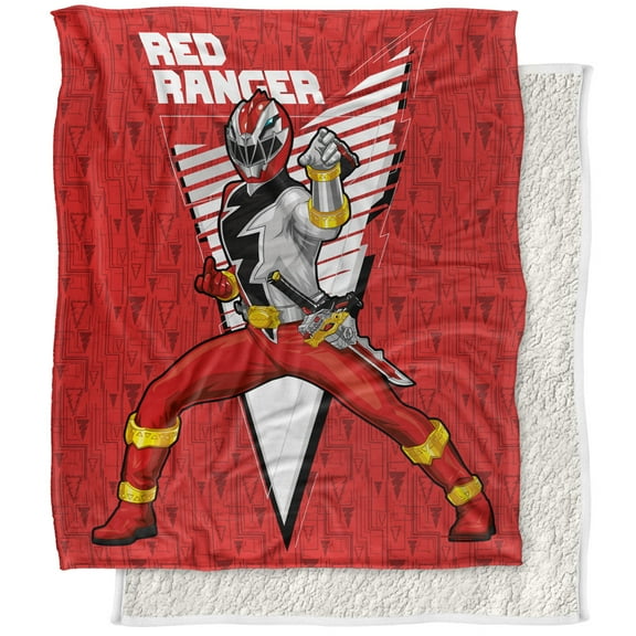 Power Rangers: Dino Fury Blanket, 50'x60' Red Ranger Character Silky Touch Sherpa Back Super Soft Throw Blanket