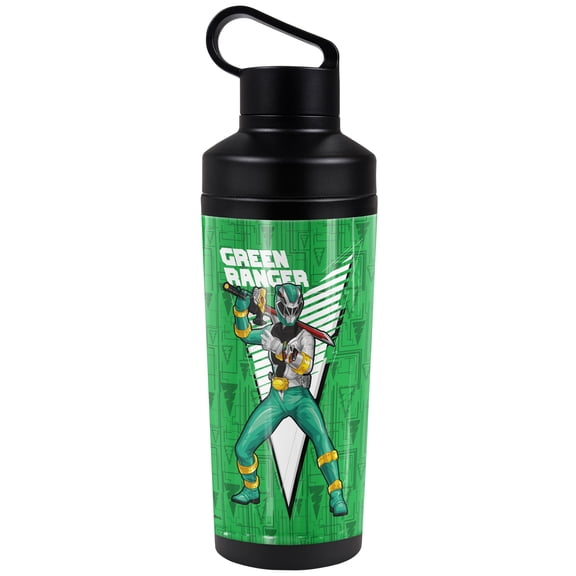 Power Rangers: Dino Fury Official Green Ranger Character 18 oz Insulated Water Bottle, Leak Resistant, Vacuum Insulated Stainless Steel with 2-in-1 Loop Cap