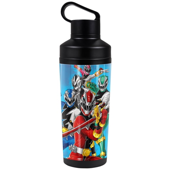 Power Rangers: Dino Fury Official Group Stack 18 oz Insulated Water Bottle, Leak Resistant, Vacuum Insulated Stainless Steel with 2-in-1 Loop Cap