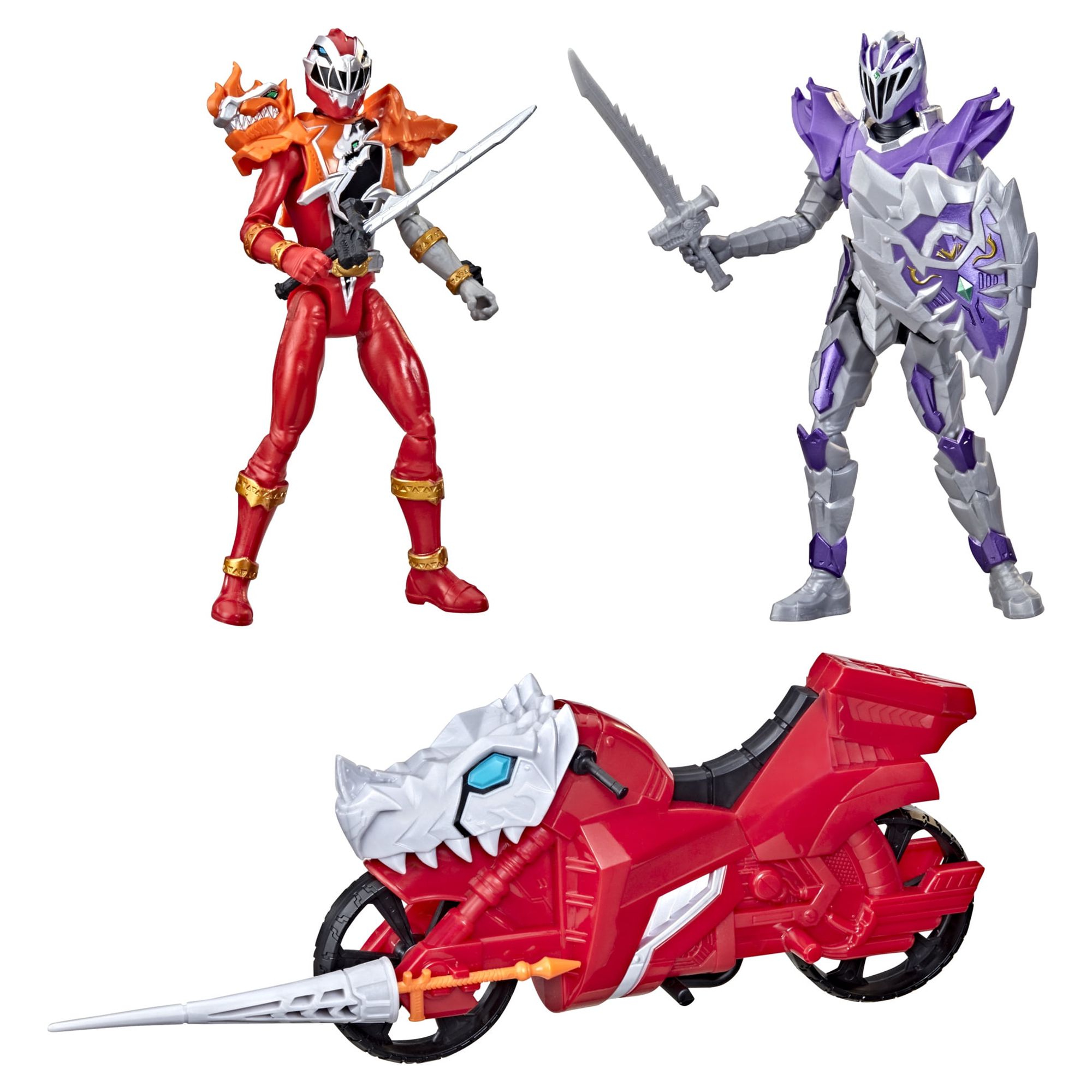 Power Rangers Dino Fury Red and Vehicle Vs Void Knight Action Figure Set, 7  Pieces