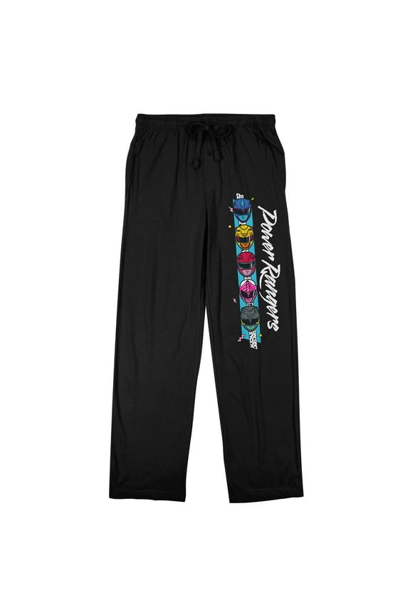 Power Rangers Faces Men's Black Sleep Pajama Pants