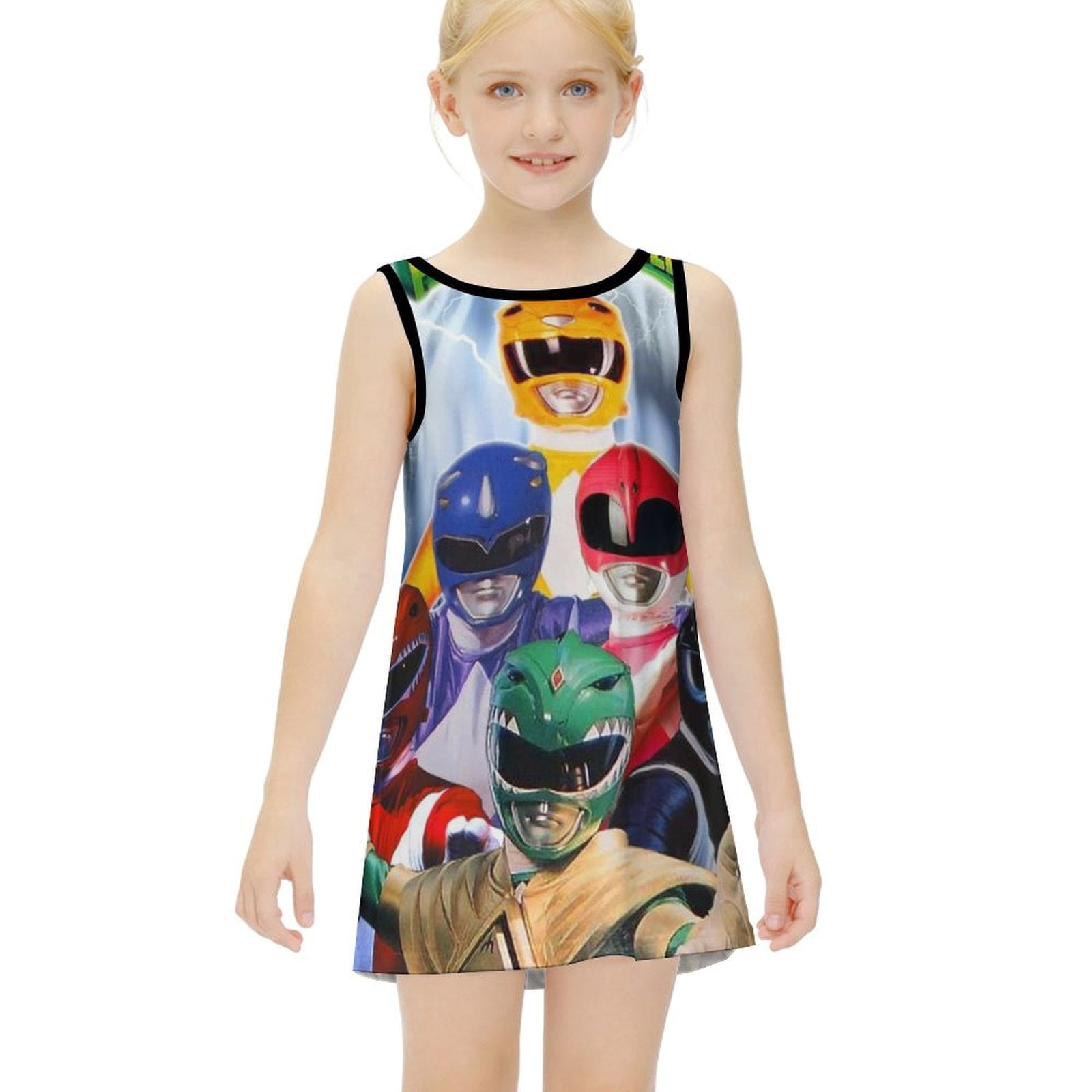 Power Rangers Frock Power Rangers Girls Sleeveless Dress Casual Playwear Dress Kids Crew ...