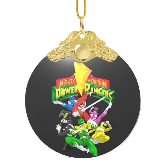 Power Rangers Glass Round Pendant Christmas Decoration Ornament For Christmas Tree, Home & Holiday Decor Gold
