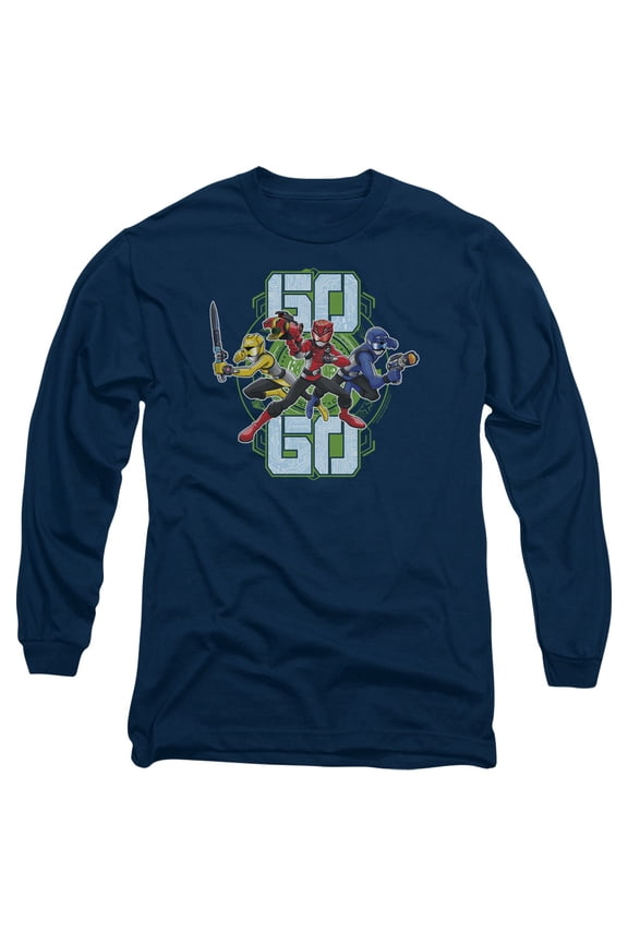 Power Rangers Go Go Long Sleeve Adult 18/1 T-Shirt Navy