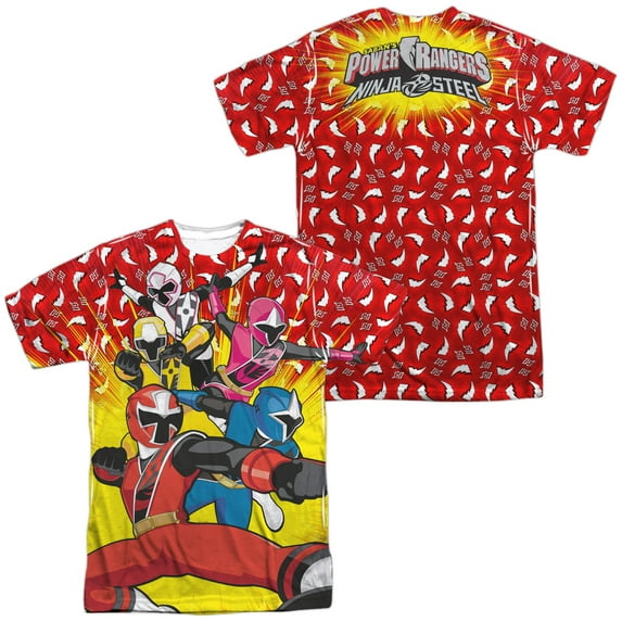 Power Rangers Go Go Ninja Steel Unisex Adult Sublimated Costume T Shirt (Front/Back), X-Large