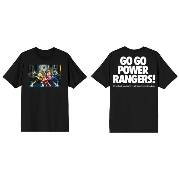 Power Rangers Go Go Power Rangers Men's Black T-shirt-Medium