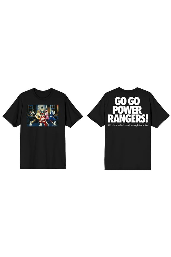 Power Rangers Go Go Power Rangers Men's Black T-shirt-XX-Large