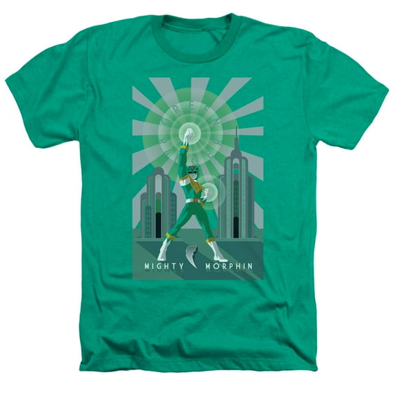 Power Rangers Children's Cartoon TV Series Green Ranger Adult Heather T-Shirt