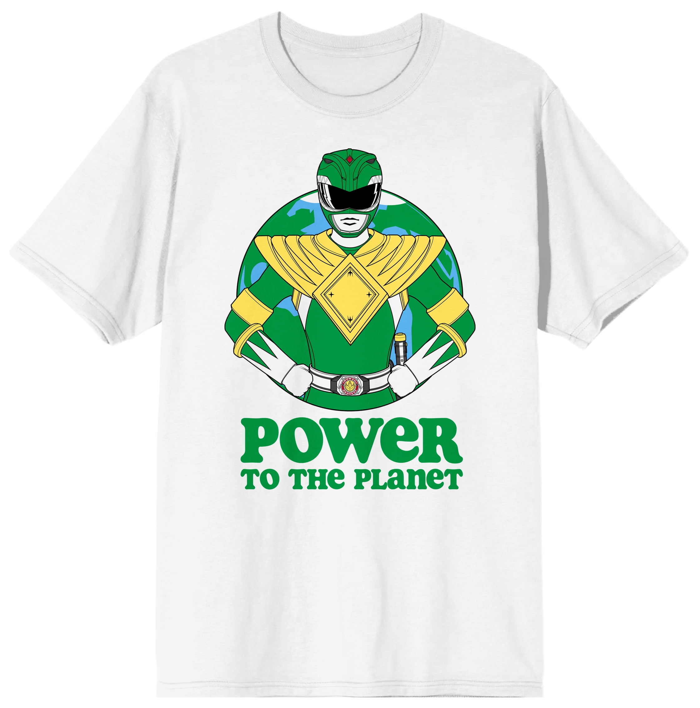Power Rangers Green Ranger Power To The Planet Men's White T-shirt