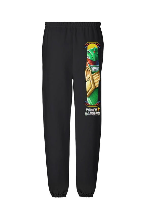 Green Ranger and Logo Mens Jogger Sweatpants, Black, 3X-Large