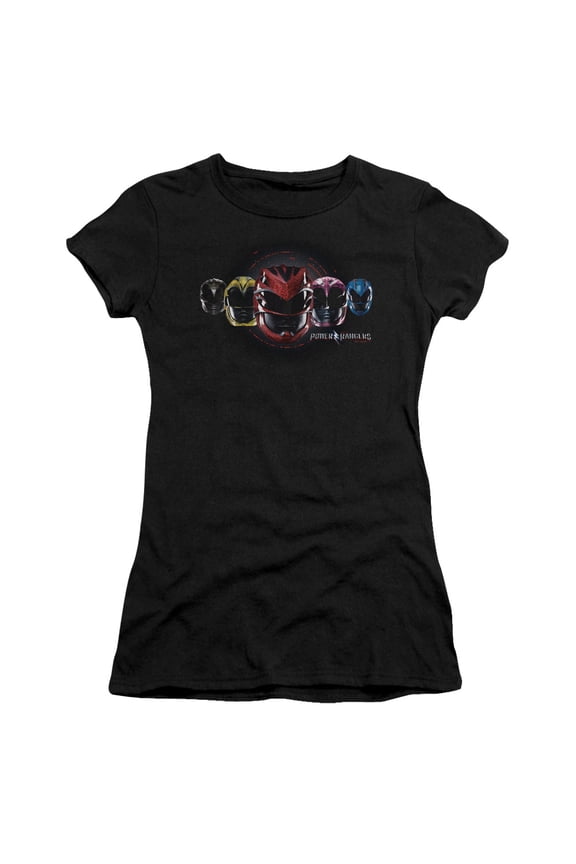 Power Rangers - Head Group - Juniors Teen Girls Cap Sleeve Shirt - Small