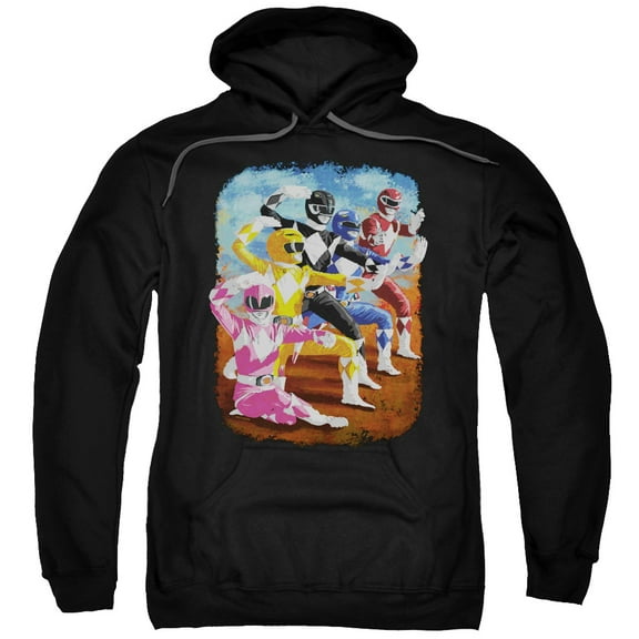 Power Rangers Impressionist Rangers Adult Pullover Hoodie Sweatshirt Black
