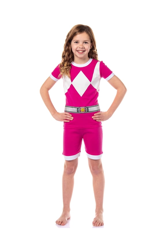 Power Rangers Kids' Mighty Morphin Character 2 Piece Tight Fit Short Sleeve and Shorts Pajama Set Loungewear