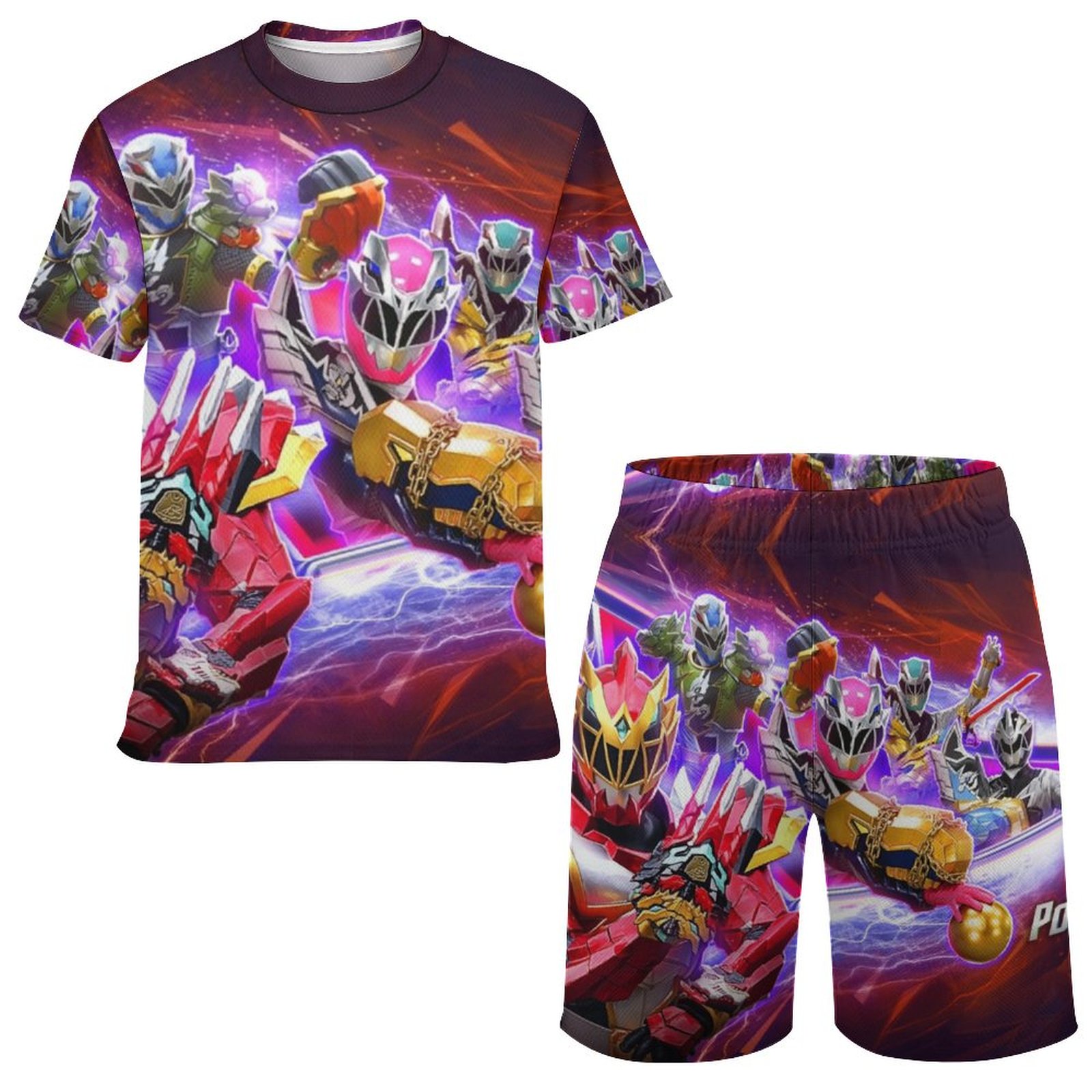 Power Rangers Kids Short Sleeve Mesh T-Shirt And Shorts Outfit Set ...
