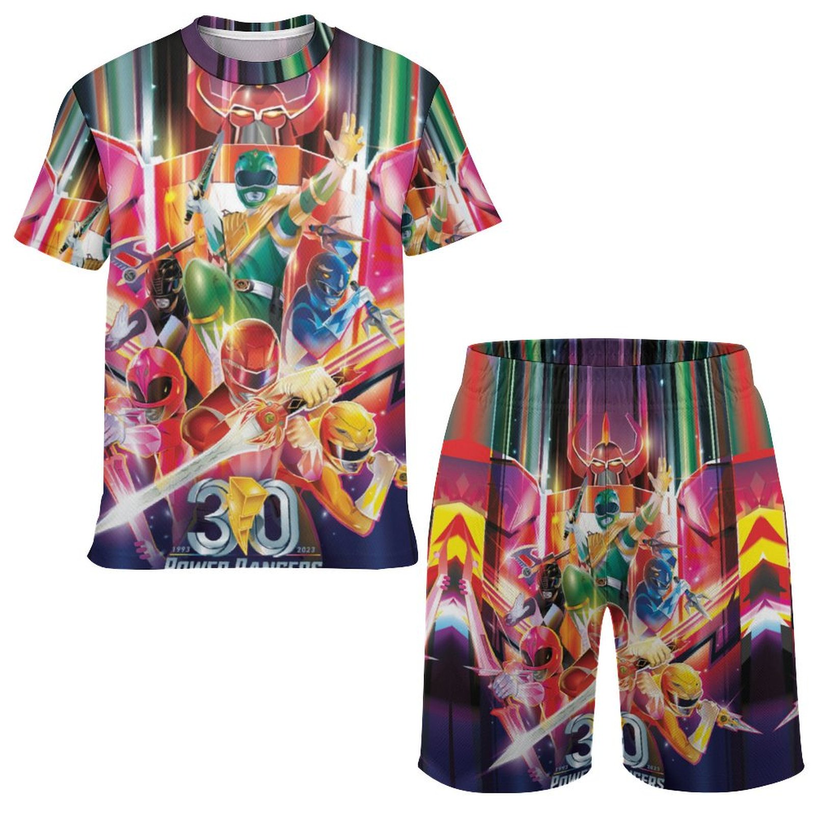 Power Rangers Kids Short Sleeve Mesh T-Shirt And Shorts Outfit Set ...