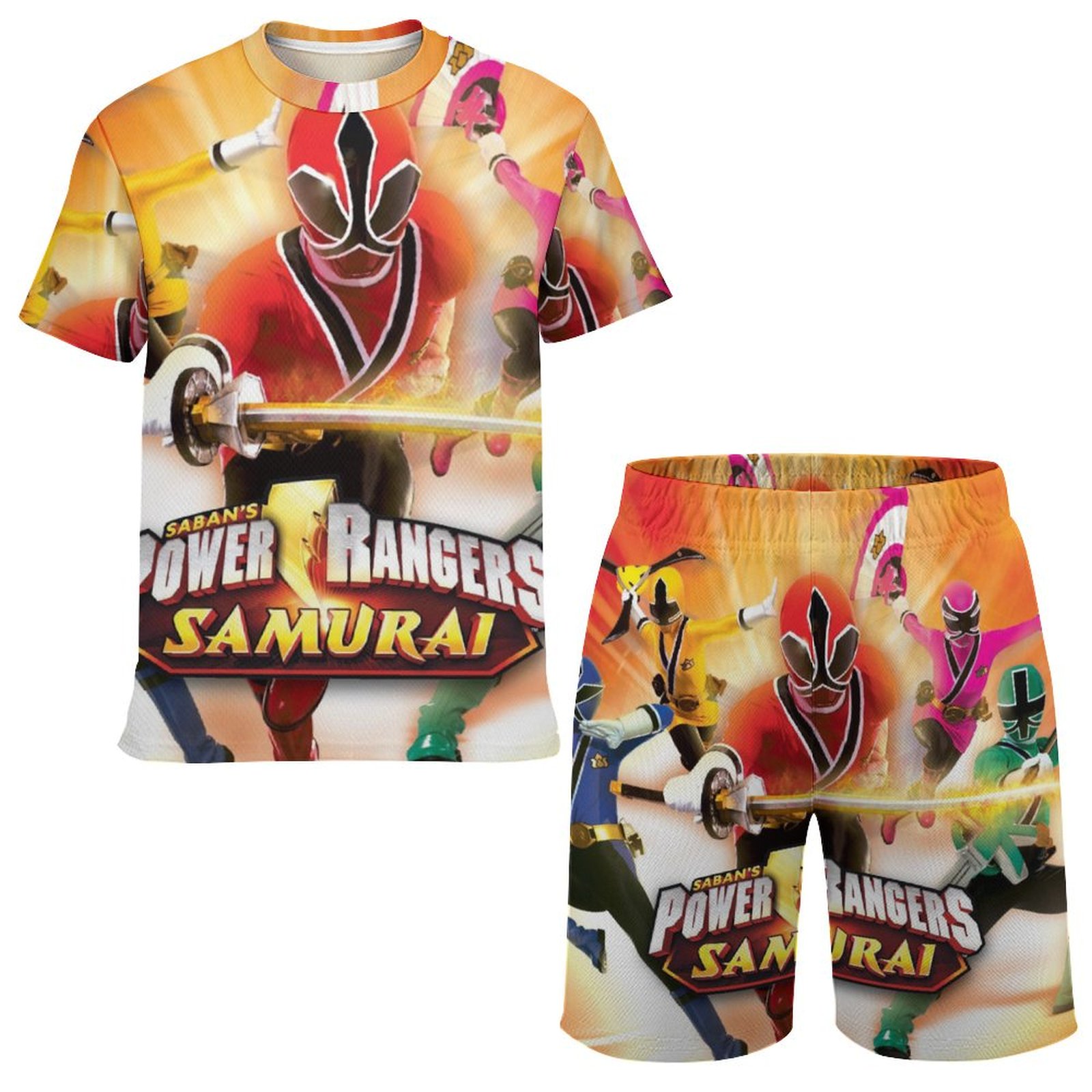 Power Rangers Kids Short Sleeve Mesh T-Shirt And Shorts Outfit Set ...