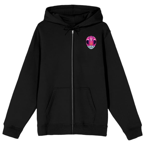 Power Rangers Kimberly With Bow & Arrow Long Sleeve Black Adult Zip-Up Hoodie-Medium